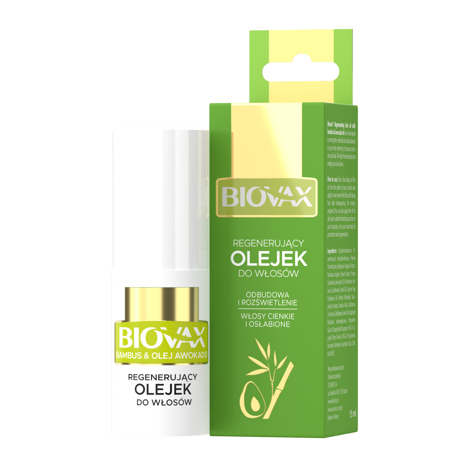 biovax olejek do włosów bambus & olej avocado 50 ml