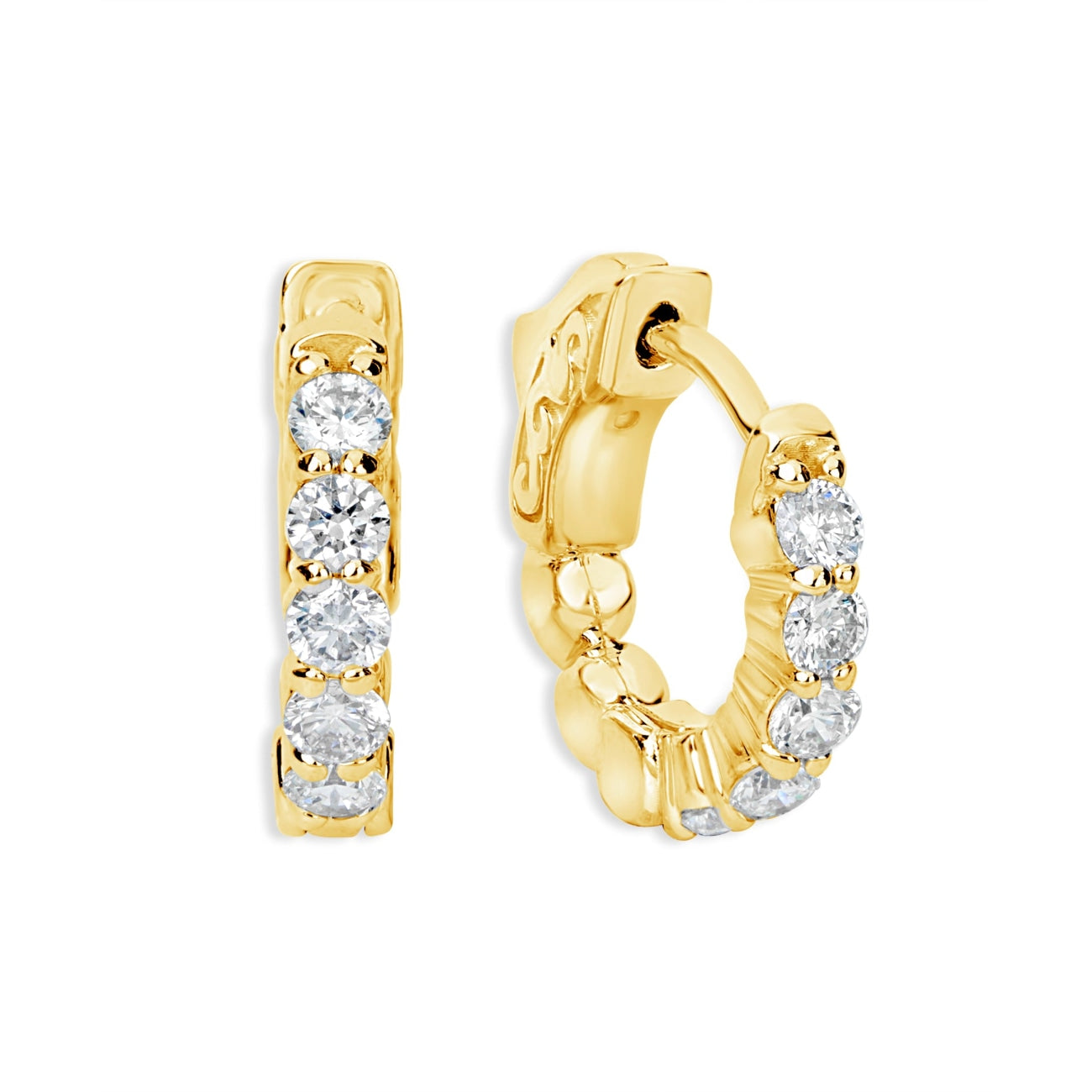 14k gold diamond huggie earrings