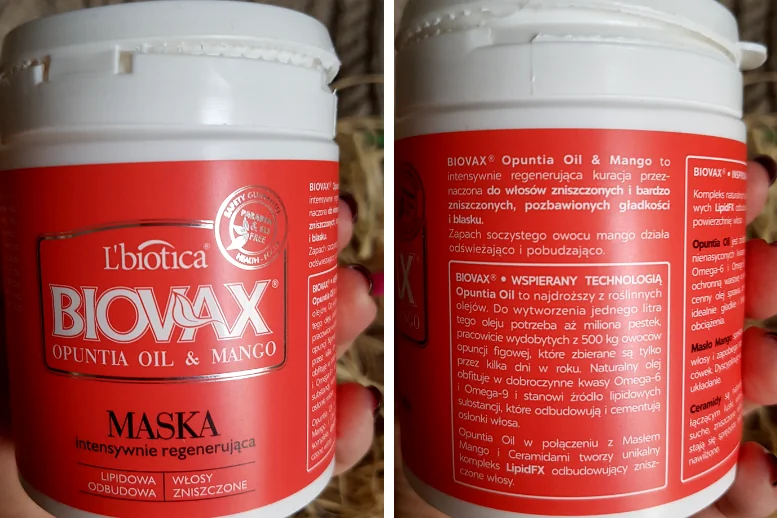 maska do włosów suchych i zniszczonych biovax opuntia oil&mango