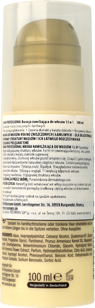 isana professional maska nawilżająca do włosów mocno zniszczonych i łamliwych