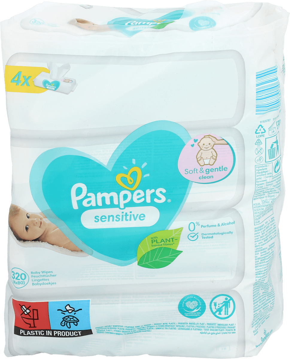 pampers sensitive chusteczki 4x64