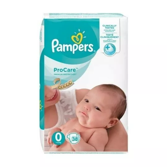 pampers procare pieluchy rozmiar 0 1-2 5kg 38 sztuk