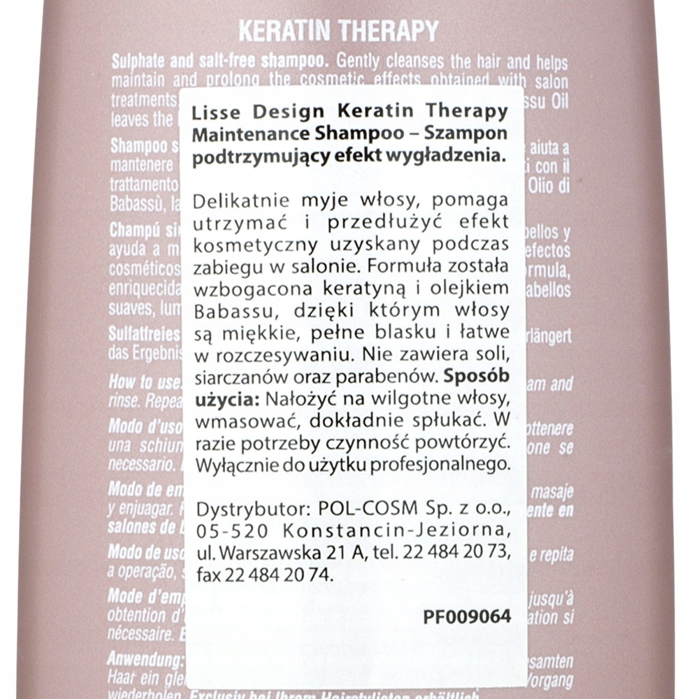 alfaparf keratin szampon skład