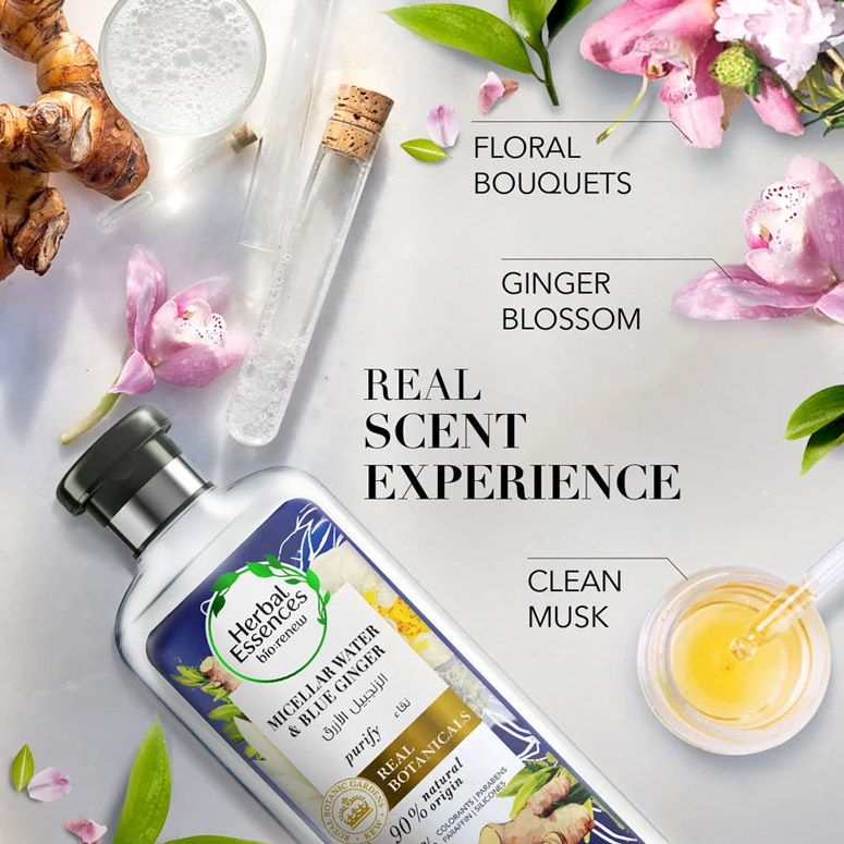 herbal essences szampon micellar water and blue ginger