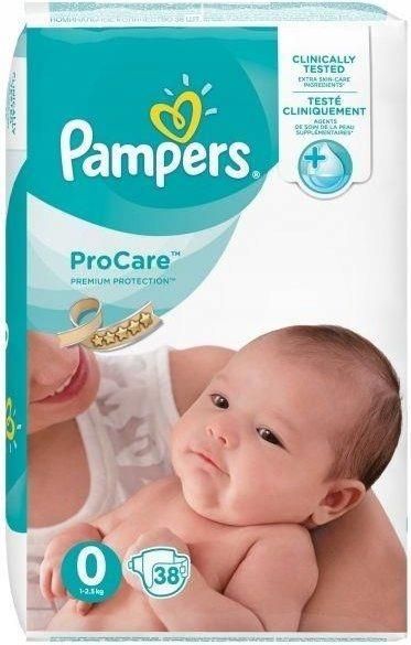 pampers procare 0 pieluchy 38 sztuk