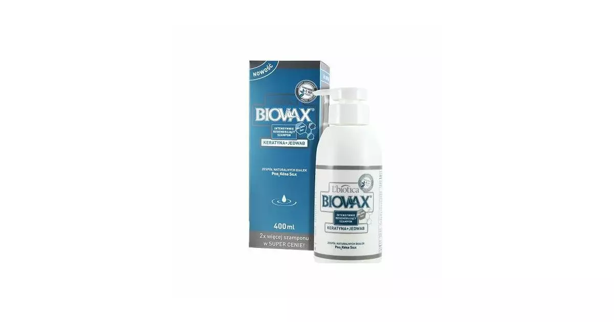 lbiotica biovax szampon do włosów z keratyną i jedwabiem 400ml