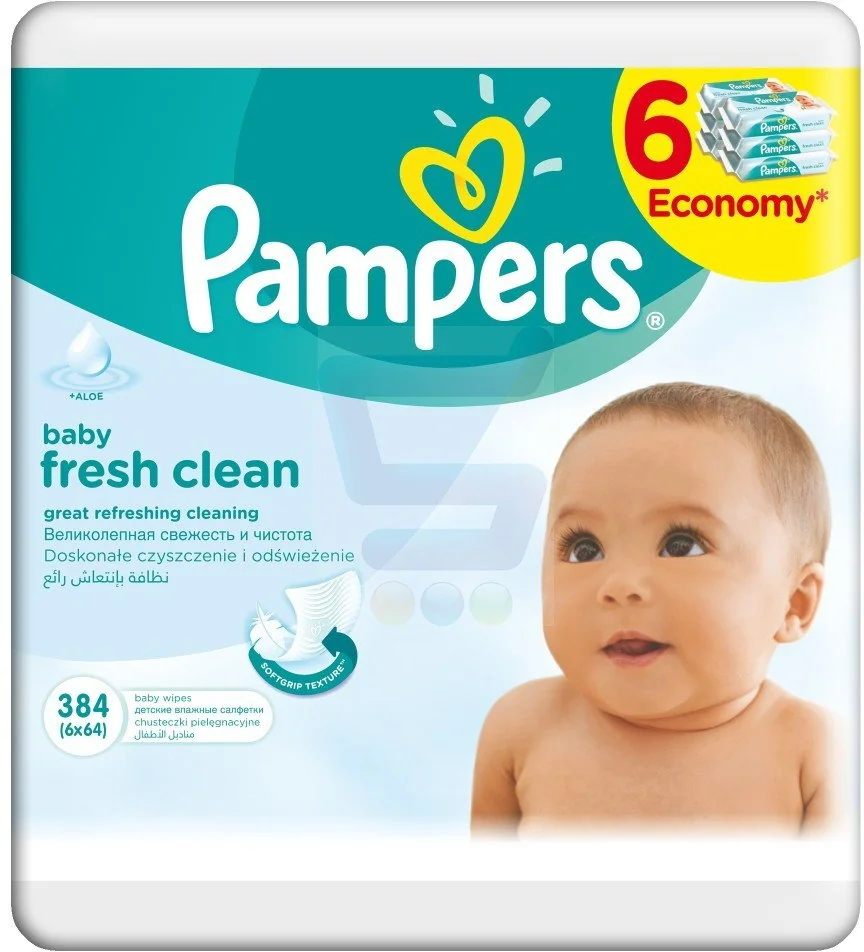 pampers chusteczki pielęgnacyjne zapas aloe 6 x 64 szt