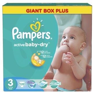 pampers active baby-dry pieluszki 3 midi 126 sztuk