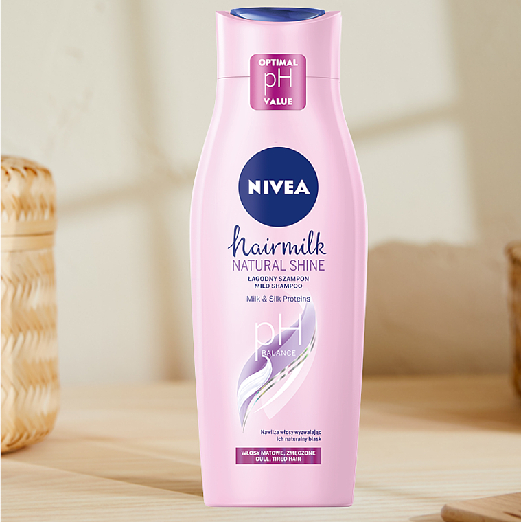 nivea hairmilk szampon pielęgnujący włosy matowe zmęczone natural shine