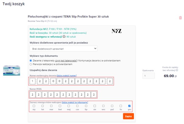 nfz recepta na pieluchy