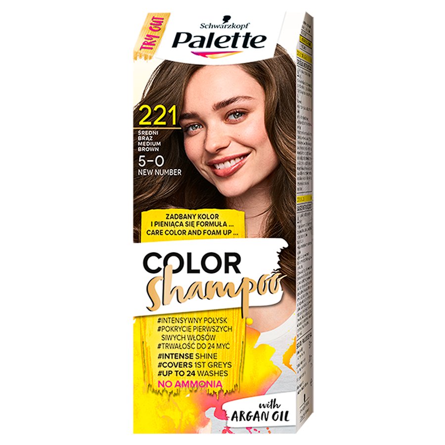 palette color shampoo szampon koloryzujący 221 średni brąz