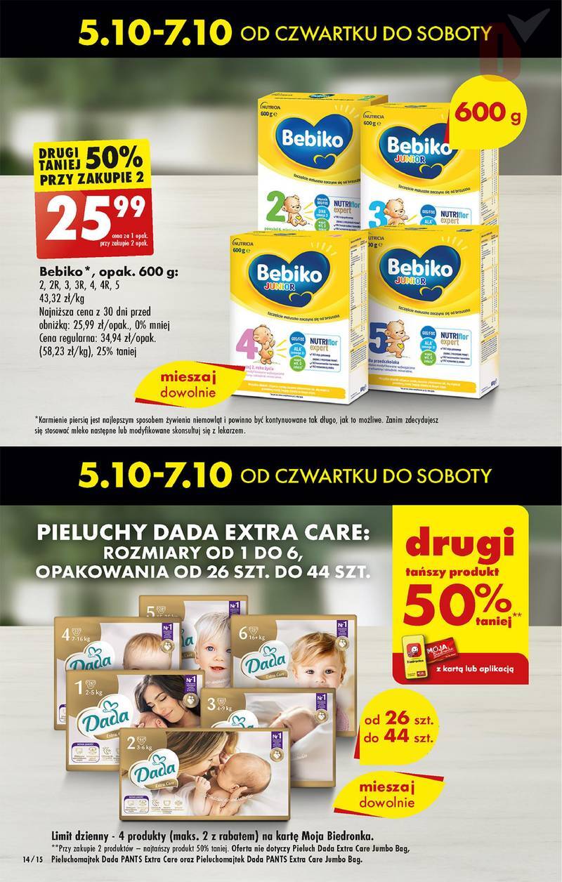 biedroka pieluchy promocja przy zakupie mleka