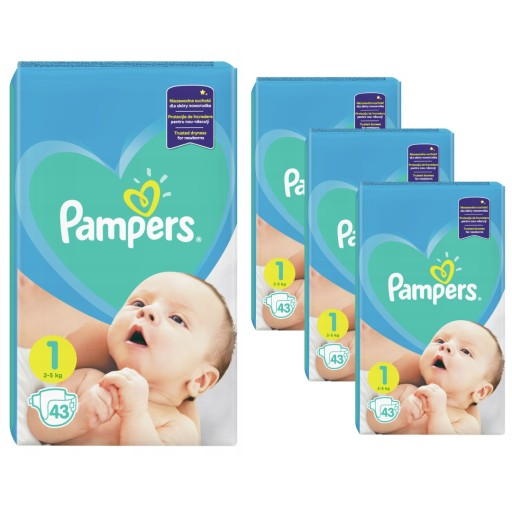 pampers new baby pieluchy rozmiar 1 newborn 2-5kg 43 sztuki