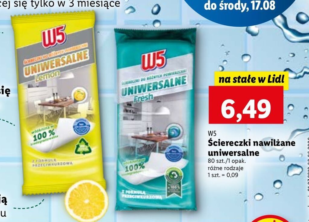 chusteczki nawilżane uniwersalne lidl