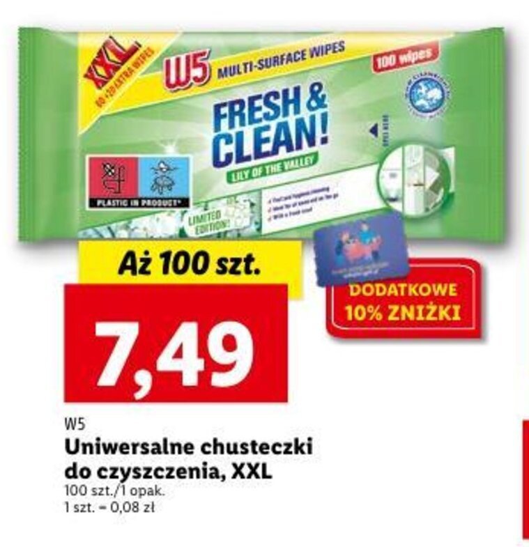 chusteczki nawilżane uniwersalne lidl