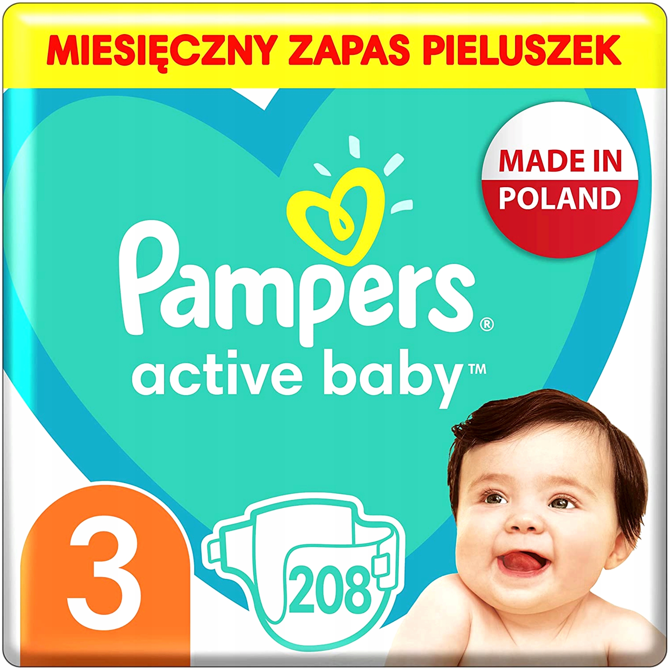 pampers active baby 3 midi 208 szt