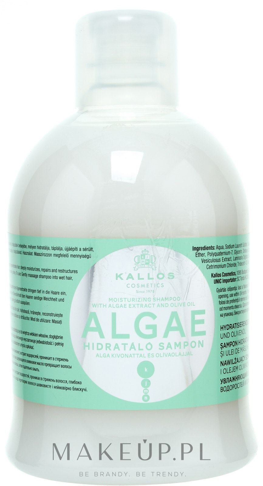 kallos algae szampon nawilżający z algami skład