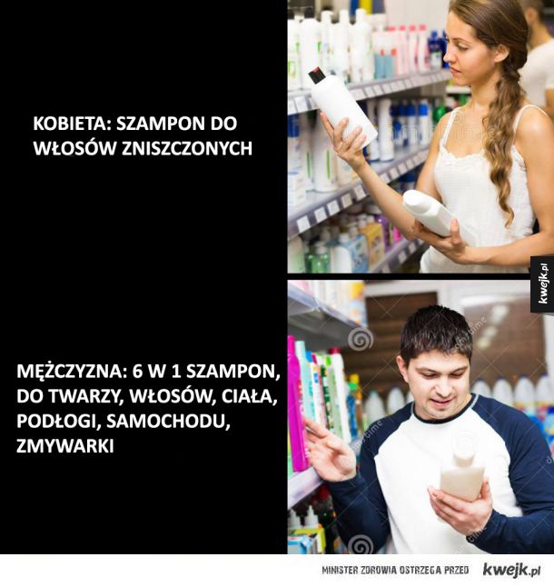 zakupy mezczyzna kobieta szampon śiedem w jednym