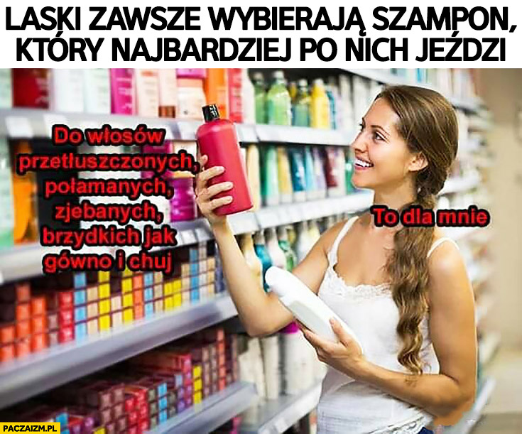 kobieta wybiera szampon który najbardziej po niej jedzie