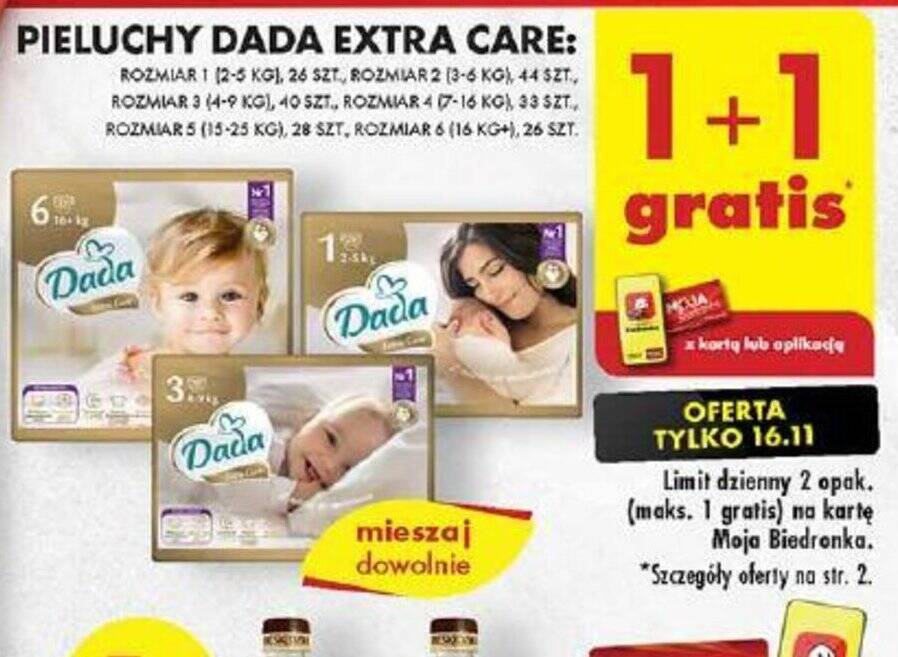 biedronka promocje od 16 grudnia pieluchy dada