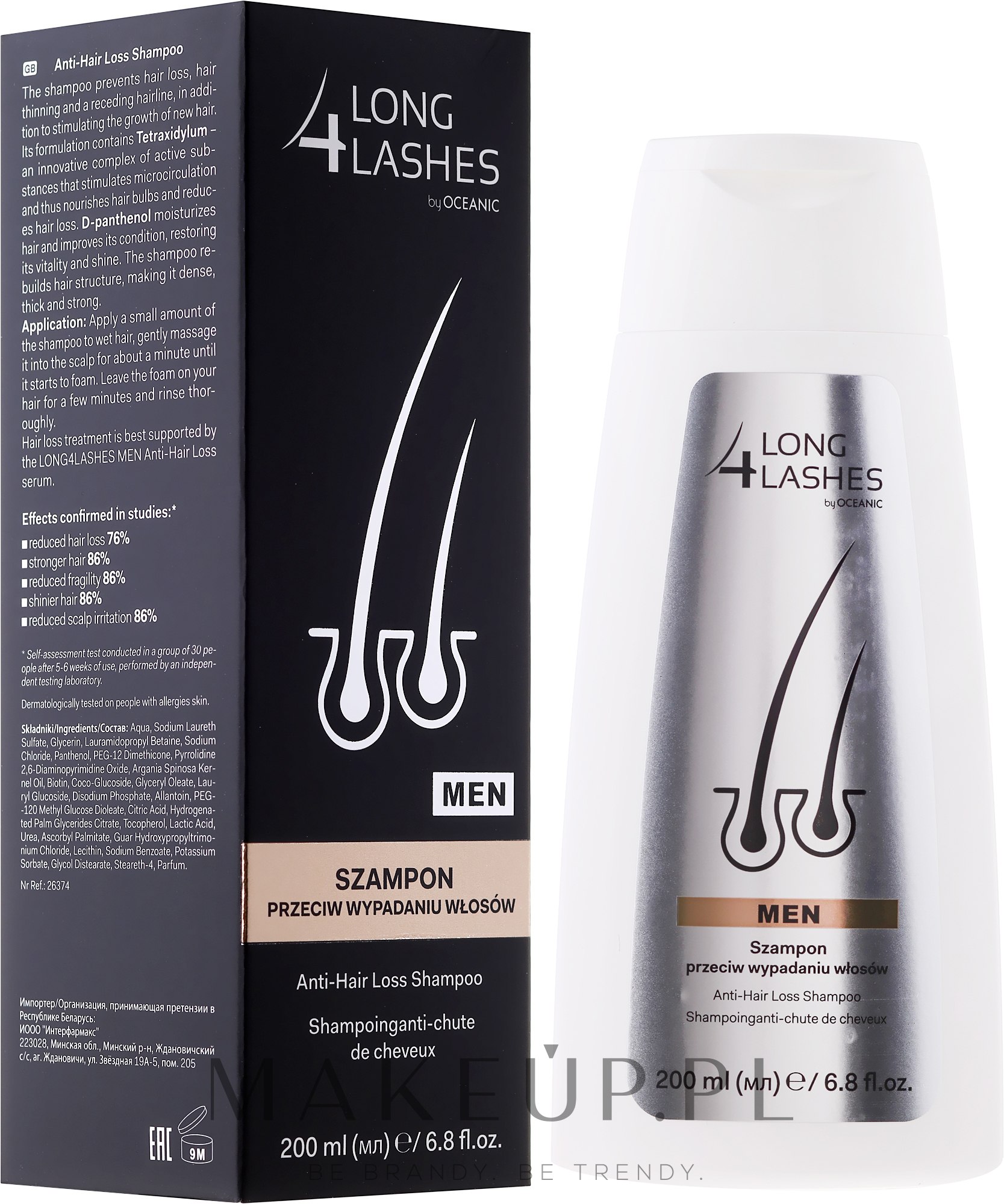 long 4 lashes 200ml szampon przeciwłupieżowy wzmacniający włosy dla mężczyzn