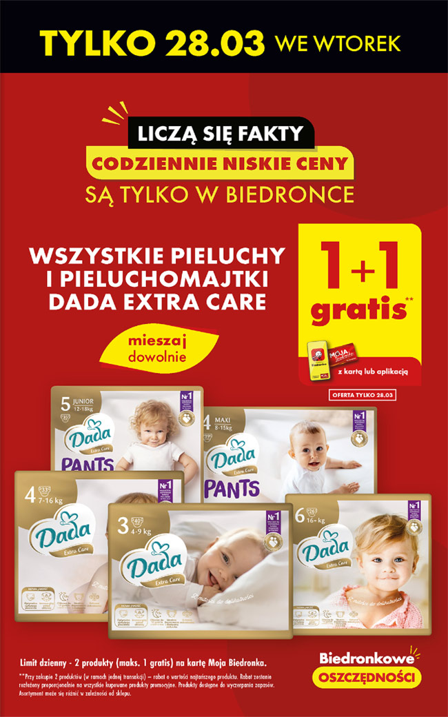 promocja pieluchy exra cacre z kartą moja biedronka