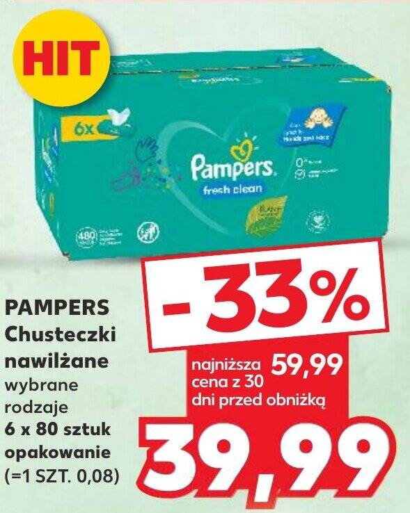 6 pak mokrych vhusteczek pampers kaufland