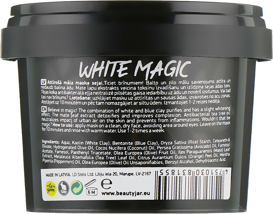 Beauty Jar White Magic oczyszczająca maseczka glinkowa do twarzy 125g