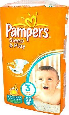 pampers sleep&play pieluchy rozmiar 3 midi 4-9kg 58 sztuk