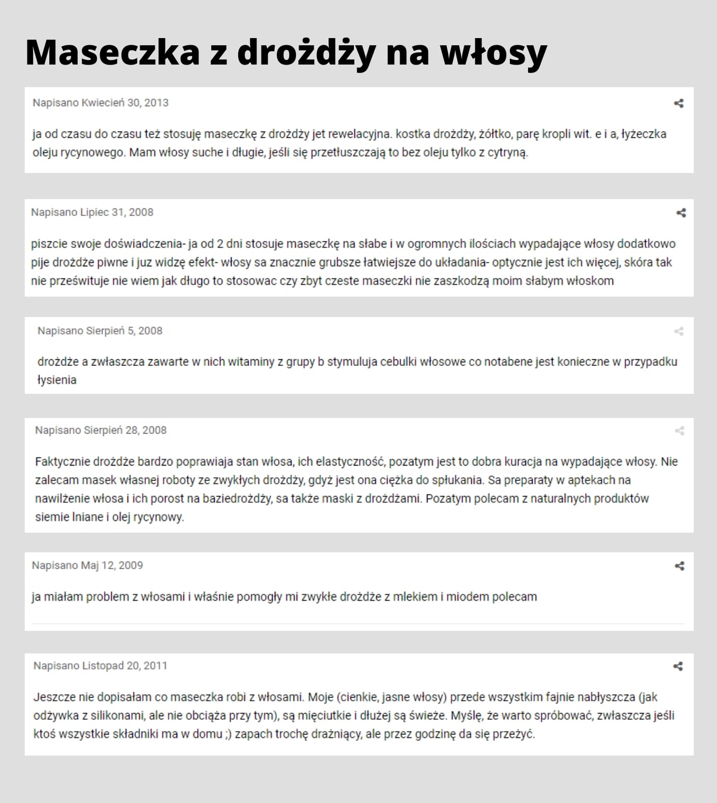 odżywka z drożdży do włosów własnej roboty