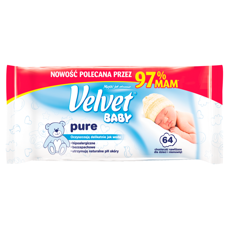 velvet baby chusteczki nawilżane pure