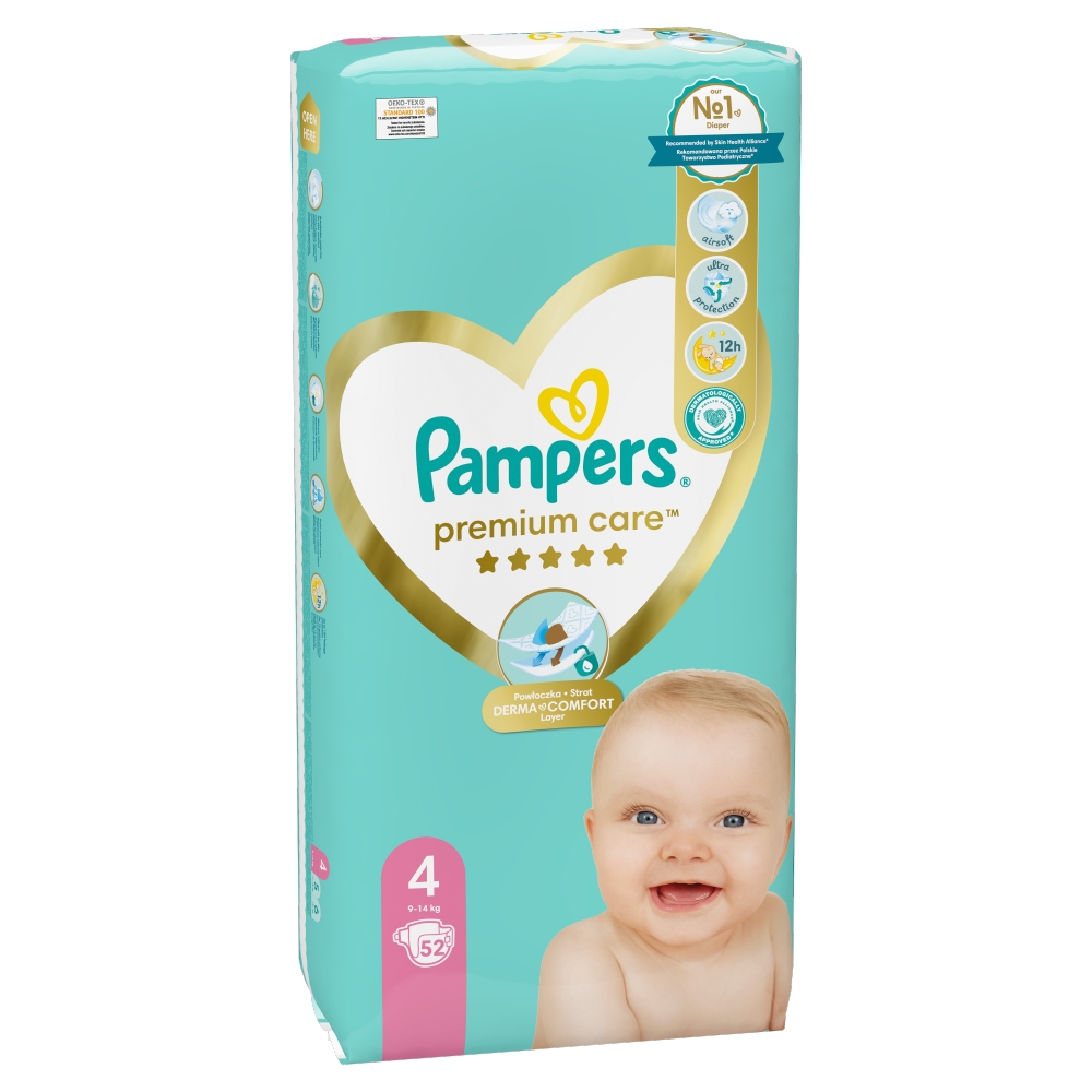 pampers premium care pieluchy 4 maxi 9-14kg 52szt