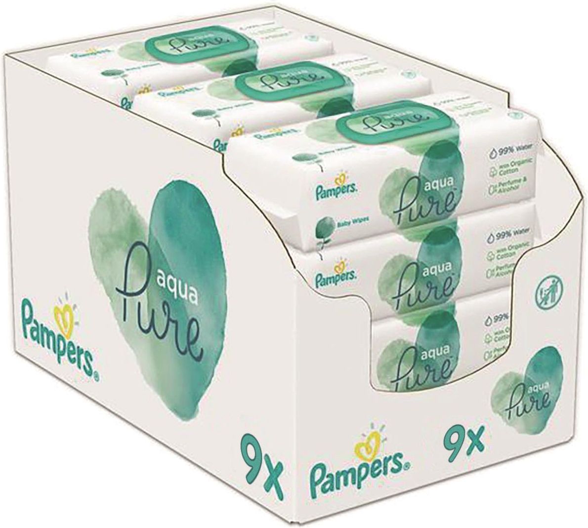 pampers aqua pure chusteczki nawilżające 9x48 szt