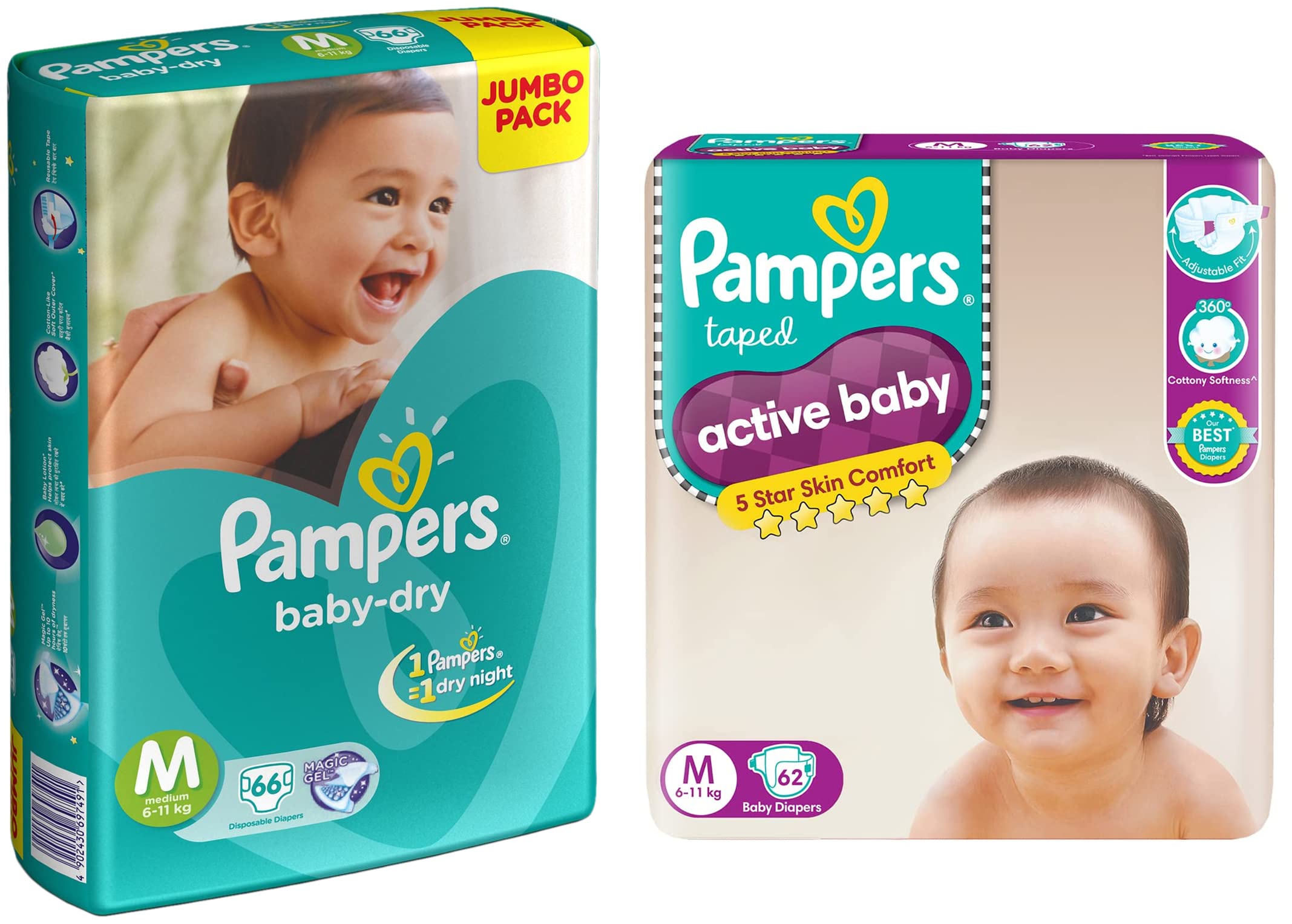 pampers active baby 62 szt