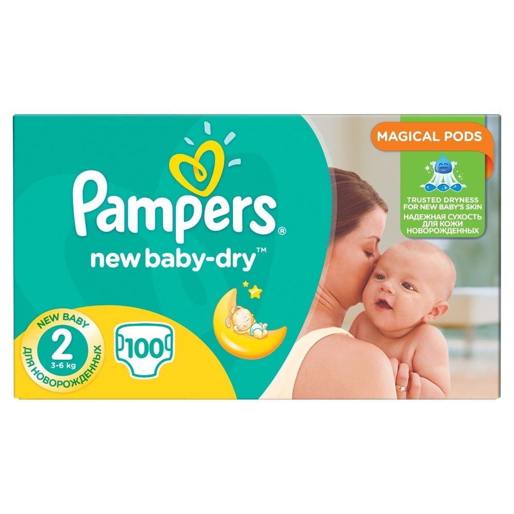 pampers pieluchy new baby 2 mini 3-6kg 100 sztuk