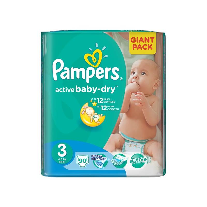 pampers active baby-dry pieluchy 3 midi 90 sztuk