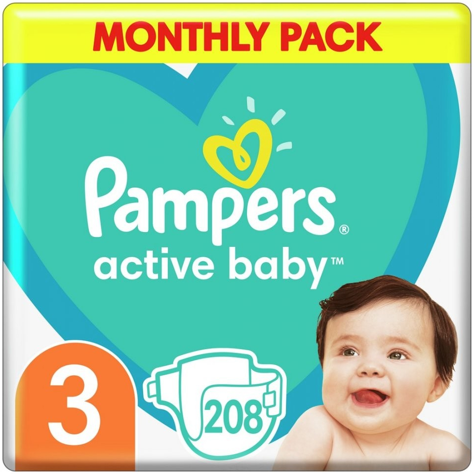 pampers 3 active baby dry 208