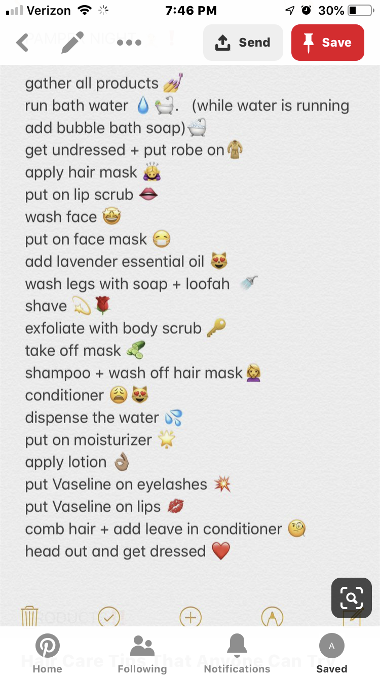 pamper routine