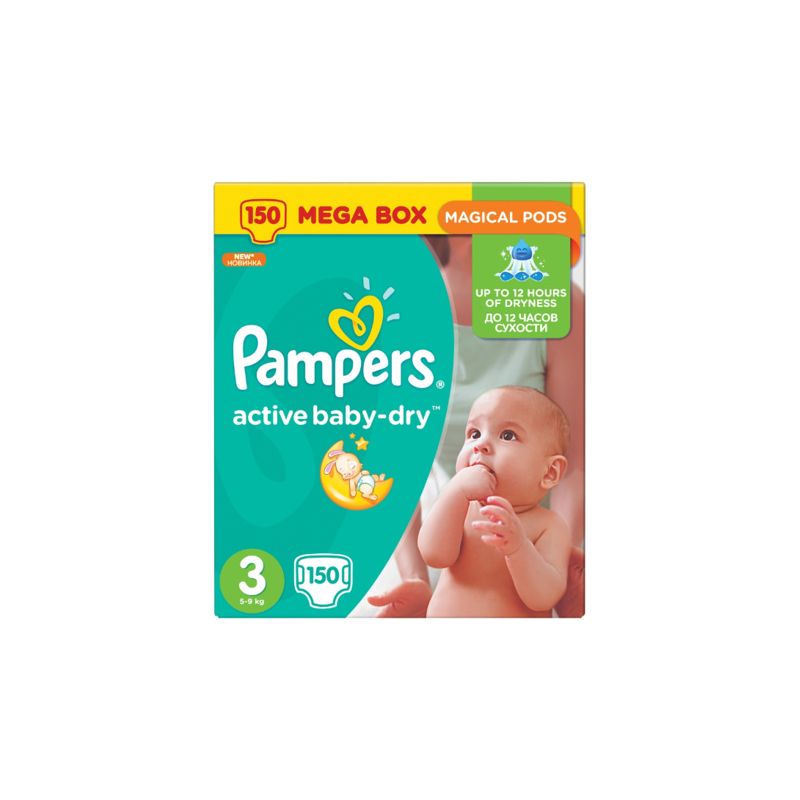 pampers active baby-dry pieluszki 3 midi 150 sztuk