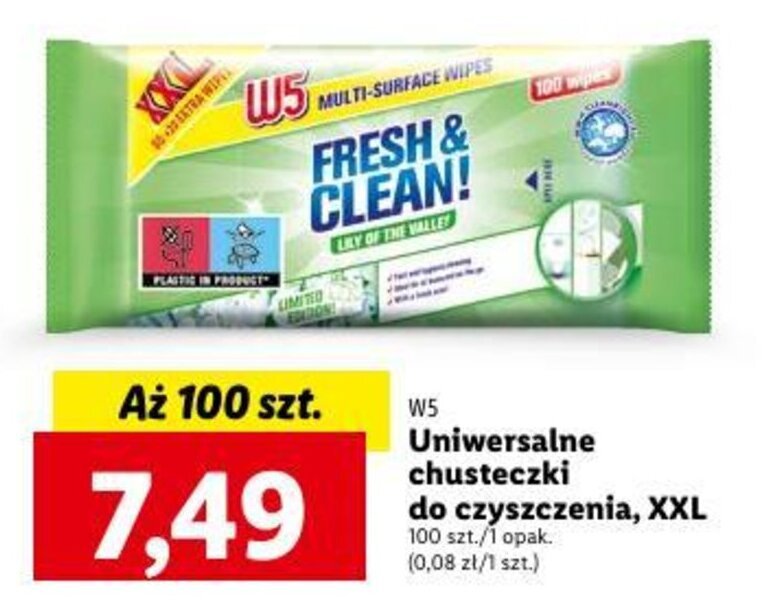 chusteczki nawilżane uniwersalne lidl