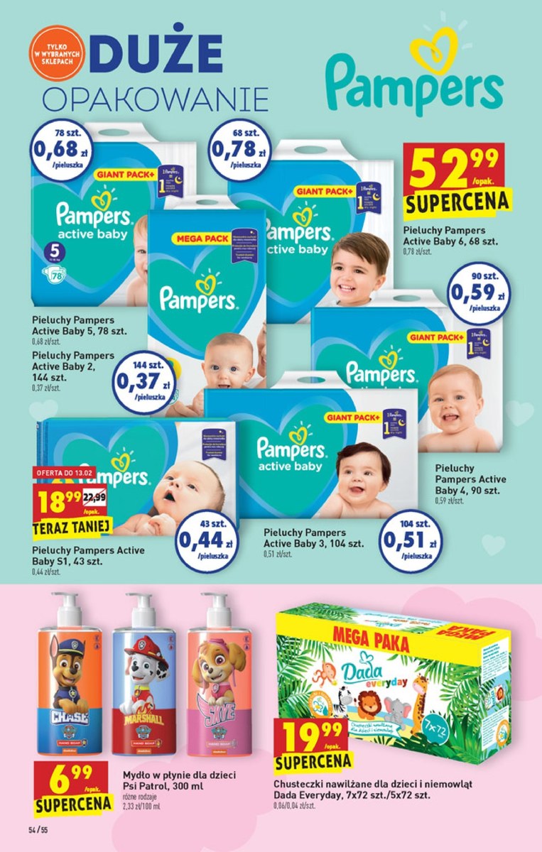 biedronka pampers 144szt