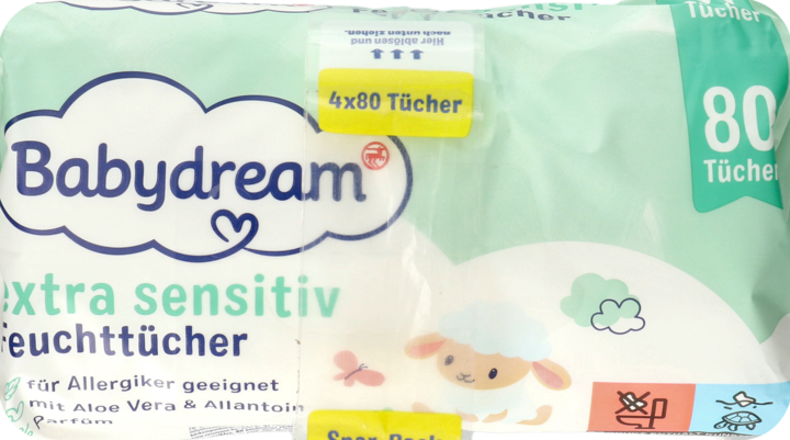 babydream chusteczki nawilżane dla niemowląt 4x80