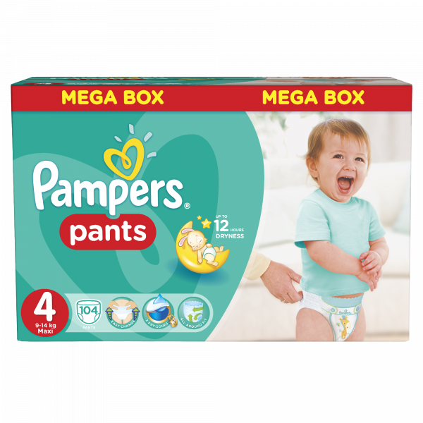 pieluchomajtki pampers mega box 4 maxi 104 szt