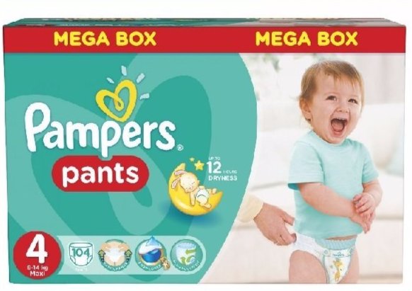 pieluchomajtki pampers mega box 4 maxi 104