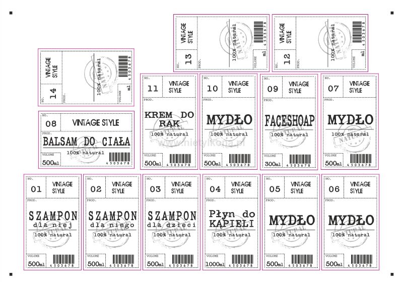 etykiety na szampon do wydruku