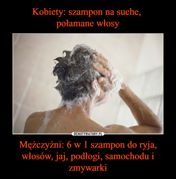 czlowiek ktory myje wlosy tylko suchhm szampone