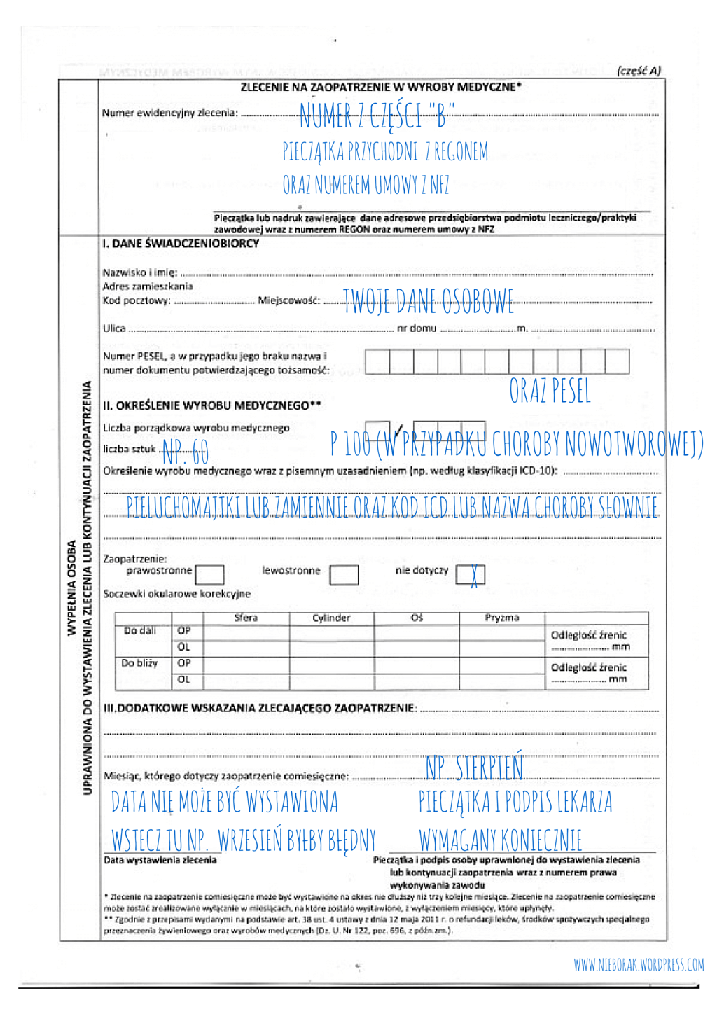 wzór wniosku na pieluchomajtki 2020