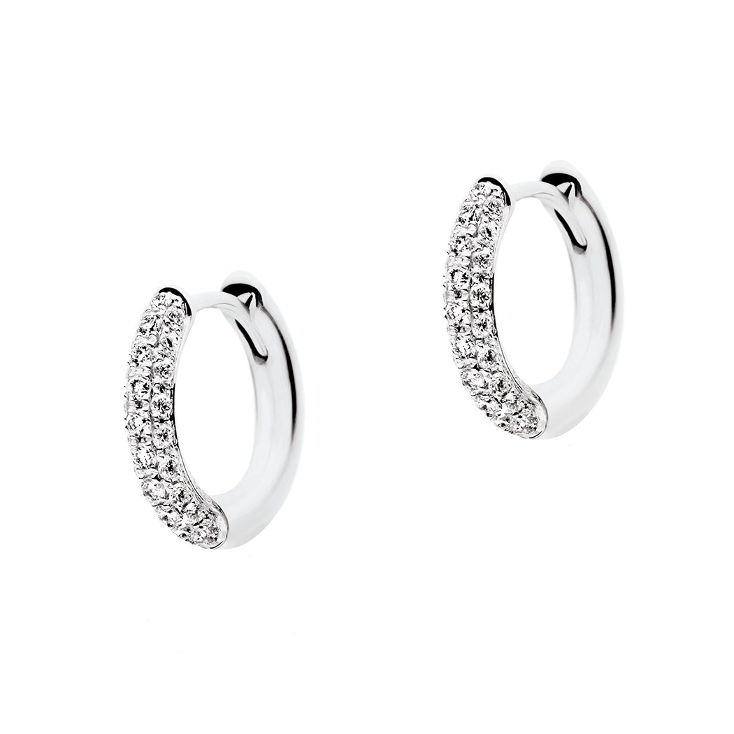 white gold huggie earrings