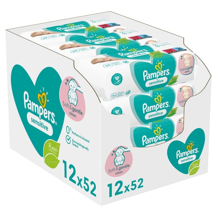 pampers chusteczki sensitive 12 x 52 szt