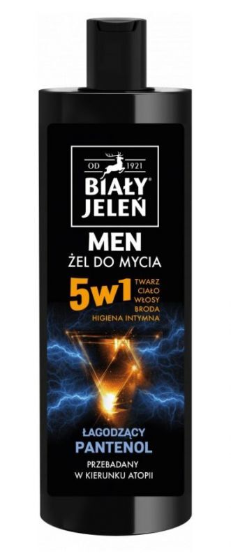 biały jelen żel szampon pod prysznic for men z łopianu